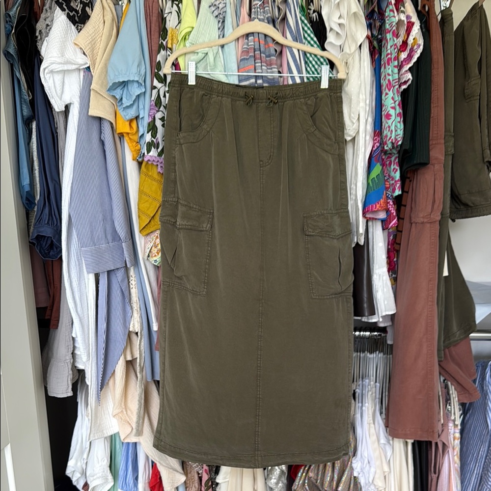 Sanctuary Army Green Midi Cargo Skirt